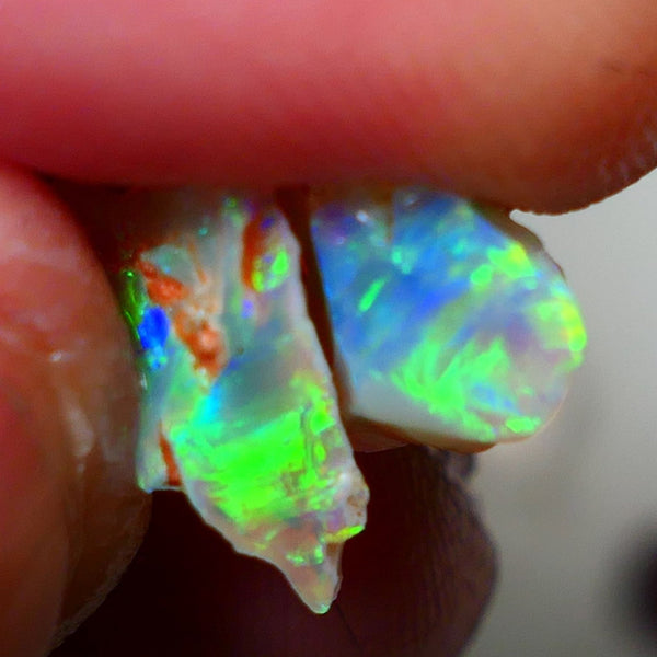 Australian Rough Opal Crystal 6.25cts Top Cutters Candy Exotic Seam Split Gem Grade Vivid & Bright fires in stunning bars 12x11x6mm & 11x10x6mm NSW016