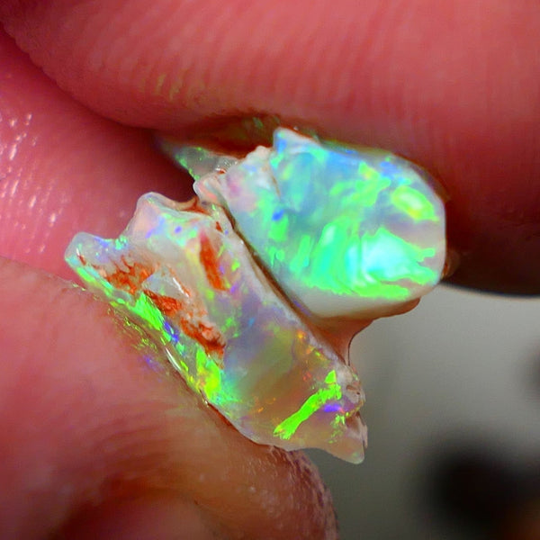 Australian Rough Opal Crystal 6.25cts Top Cutters Candy Exotic Seam Split Gem Grade Vivid & Bright fires in stunning bars 12x11x6mm & 11x10x6mm NSW016