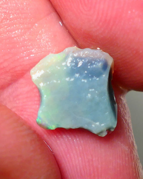 Mulga Rough Rub Opal 1.85cts Dark Base Seam Nice Yellow/Green Dominant fires to Cut / carve & polish 11x10x2.4mm NS137