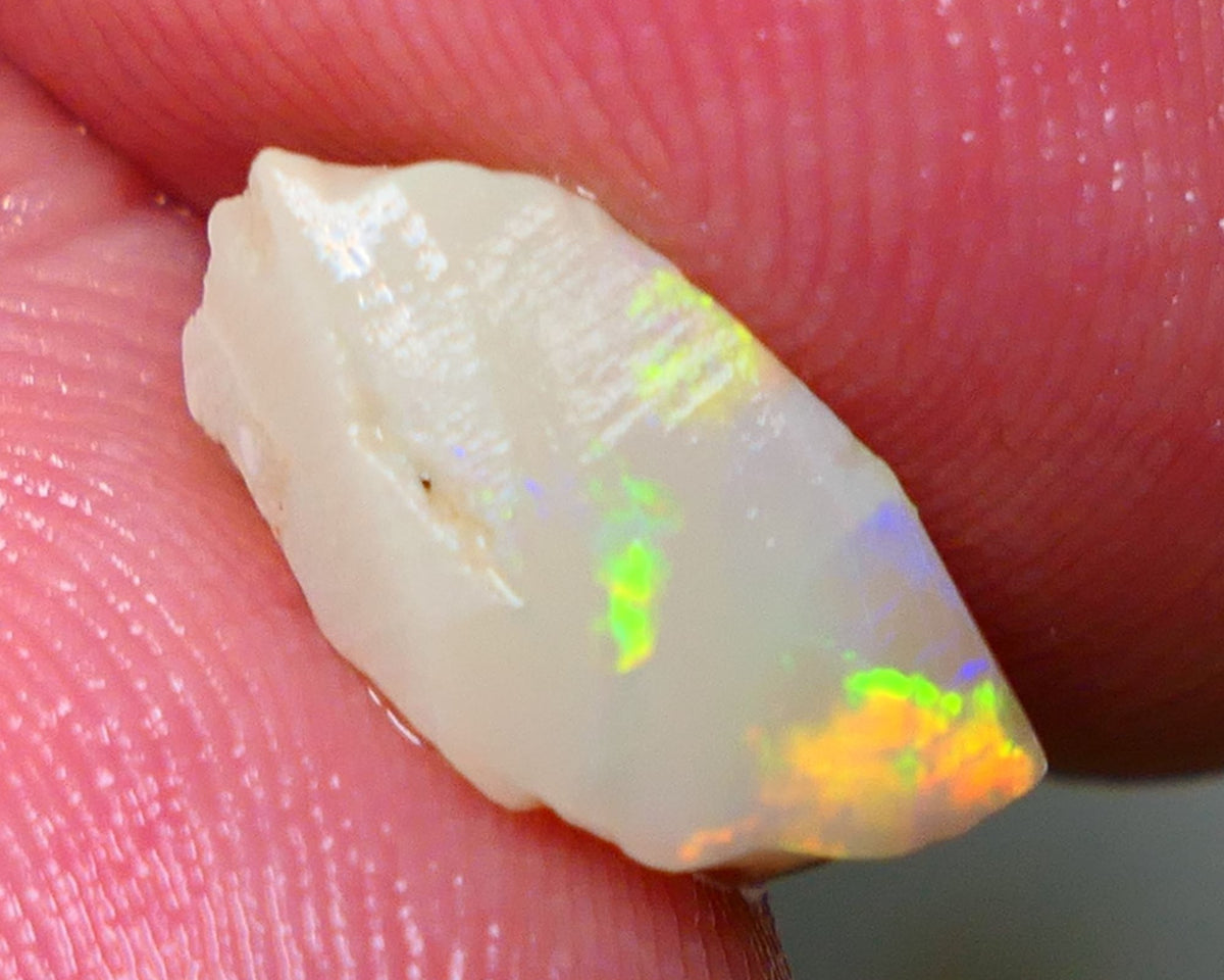 Lightning Ridge Rough / Rub Seam opal Miners Bench® 3.60cts Exotic Bright Yellow/Orange/Red M.Fires 14x7x6mm NS136