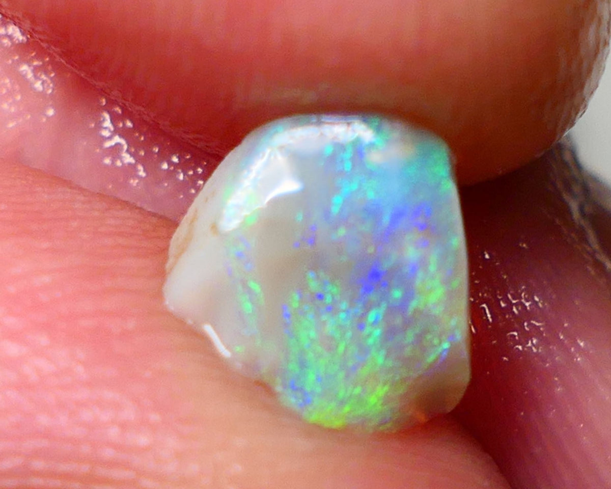 Lightning Ridge Opal Dark Crystal Base Seam Rough Rub 1.15cts Gorgeous Stunning Bright Green Blue dominant fires 8x8x3mm NS135