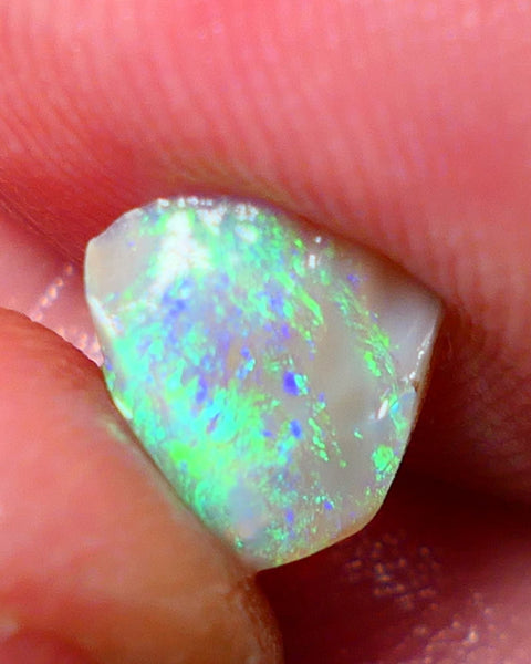 Lightning Ridge Opal Dark Crystal Base Seam Rough Rub 1.15cts Gorgeous Stunning Bright Green Blue dominant fires 8x8x3mm NS135