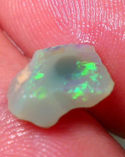 Lightning Ridge Rough / Rub Seam opal Miners Bench® 2.25cts Exotic Bright Yellow/Green/Blue Fires 11x9x4mm NS133