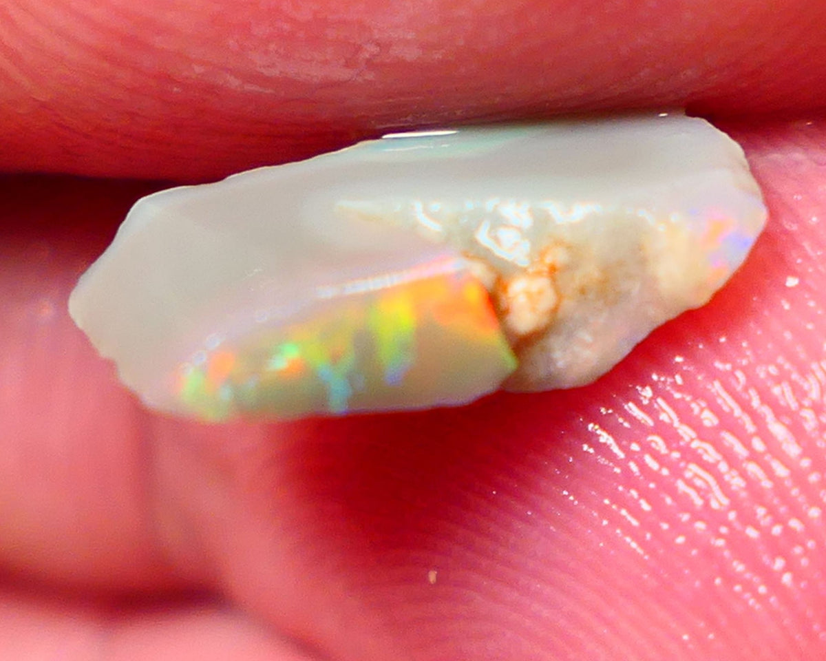 Bit of Jigsaw/Flagstone pattern POPPING Opal Rub Rough 1.70cts Gem Grade Dark base VIBRANT Reds & M.FIRES 12x7x3mm NS143