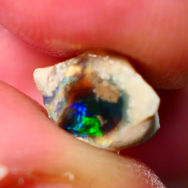 "Claws/Slashes/Feather/Bamboo" Exotic pattern Black Crystal Opal Miners Bench® Small Knobby Rough Rub 4.00cts Slightly Directional Yellow/Green/Teal/Blue 15x8x8mm NS165