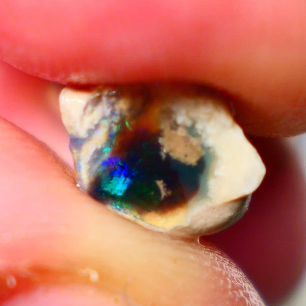 "Claws/Slashes/Feather/Bamboo" Exotic pattern Black Crystal Opal Miners Bench® Small Knobby Rough Rub 4.00cts Slightly Directional Yellow/Green/Teal/Blue 15x8x8mm NS165