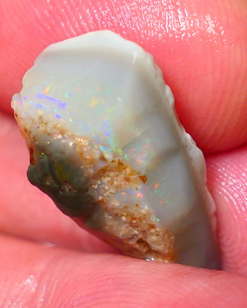 Coober Pedy Rough Opal 11.50cts Dark Crystal Seam showing Lots of Orange Dominant M.colours 23x10x8mm NS173