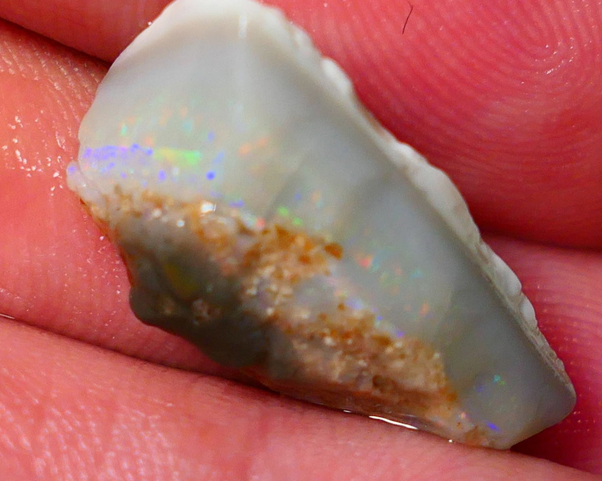 Coober Pedy Rough Opal 11.50cts Dark Crystal Seam showing Lots of Orange Dominant M.colours 23x10x8mm NS173