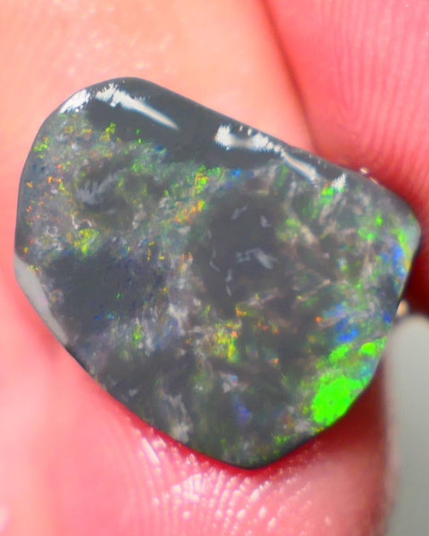 Lightning Ridge Opal Big Picture stone Rough/Rub Dark Base From the Miners Bench® 6.30cts Lovely Yellow/Orange/Blue/Green fires 17x13x4mm NSW029