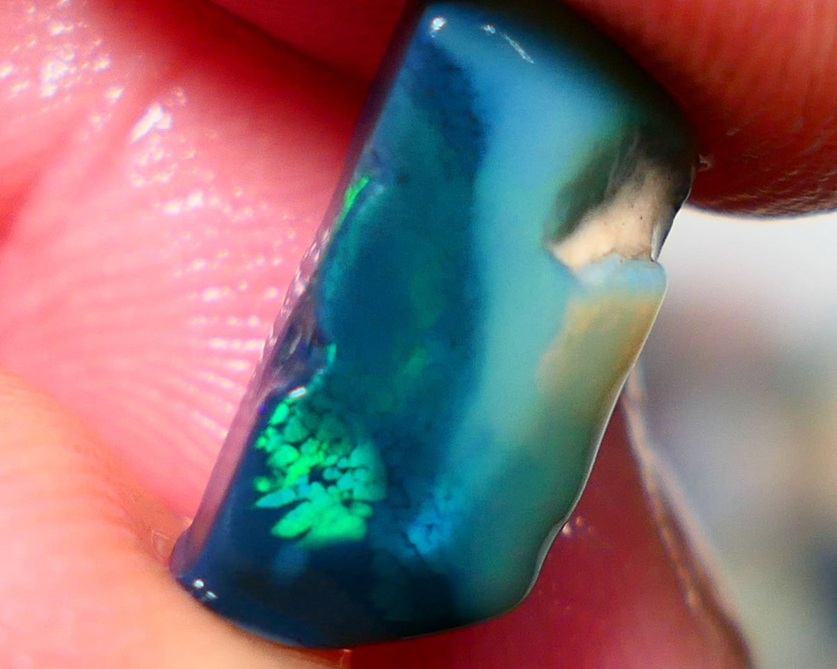 "Almost Chinese Writing" Exotic pattern Dark Opal Miners Bench® Seam Rough Rub 4.50cts Slightly Directional Green/Teal/Blue 17x7x5mm NSW027