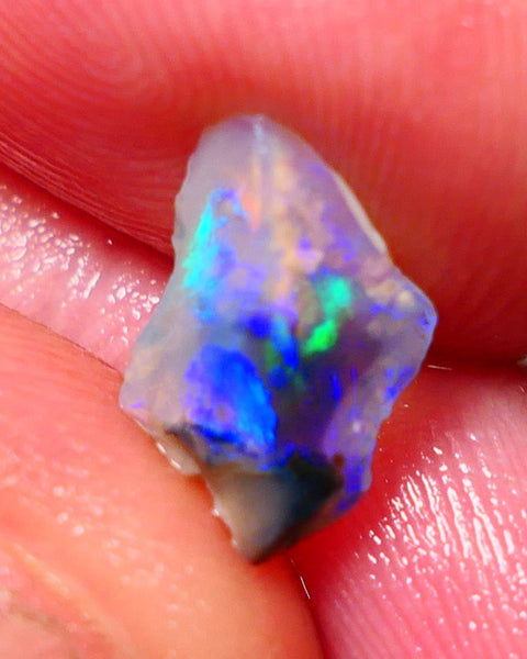 Lightning Ridge Rough / Rub Black/Dark Crystal base Seam opal Miners Bench® 1.40cts gorgeous bright blue/green fires 12x8x4mm NS156