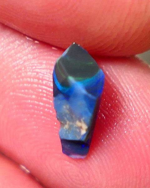 Mulga® Green/Blue dominant fires on Black Opal Rough Rub Miners Bench® 1.00cs Gorgeous face 9x6x3mm NS155