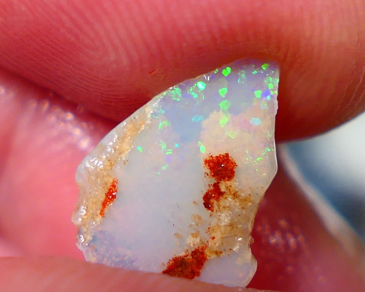 Lightning Ridge Rough / Rub Light Crystal Seam opal Miners Bench® 1.15cts Multicolour Flashes of Confetti  13x9x2mm NS169