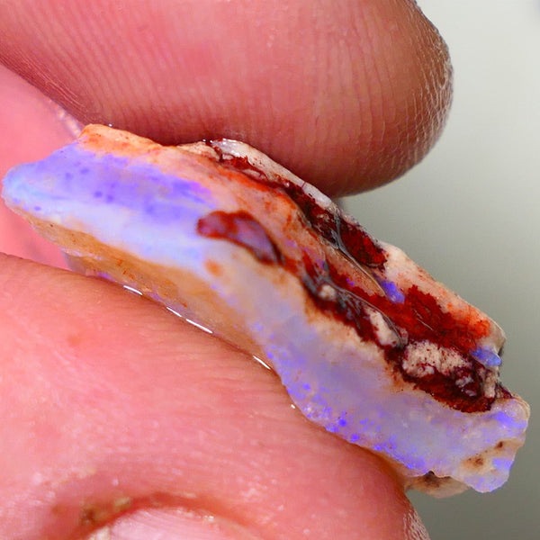 Coober Pedy Rough Opal 18cts Crystal/Light Seam showing nice Blue Colours in flat bars 25x18x8mm NS198