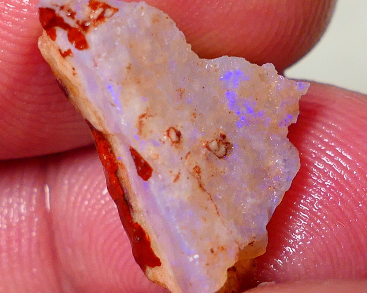 Coober Pedy Rough Opal 7.75cts Crystal/Light Seam showing nice Blue Colours in flat bars 18x15x7mm NS197