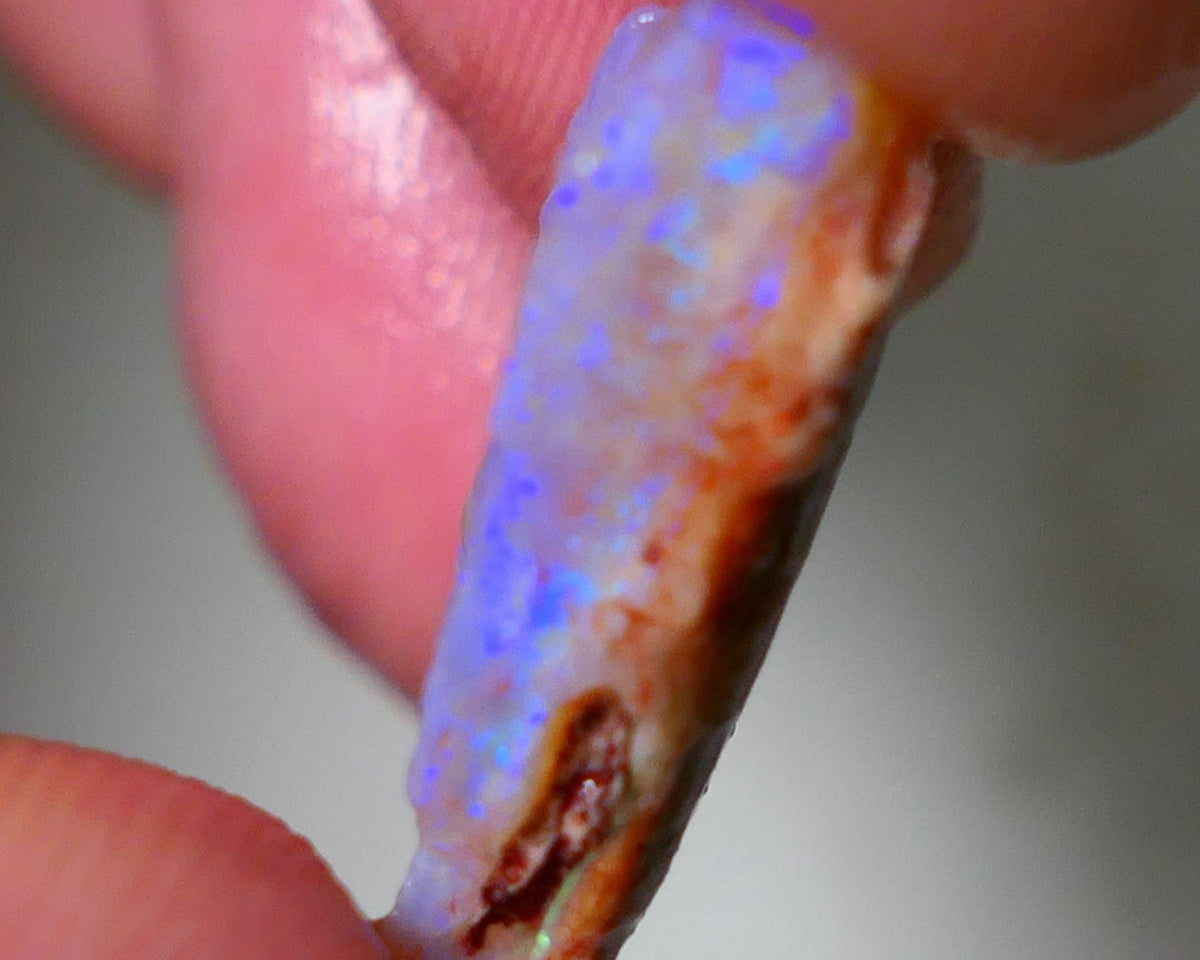 Coober Pedy Rough Opal 12.75cts Crystal/Light Seam showing nice Blue Colours in flat bars 23x18x6mm NS196