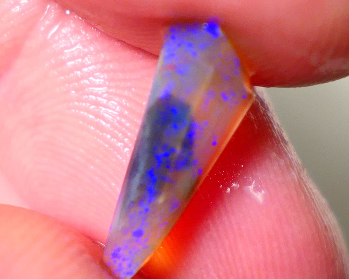 Bright Royal Blue dominant fires on Dark Crystal Opal Rough Rub Miners Bench® 1.60cts Ideal shape for pendant 16x5x3mm NS194