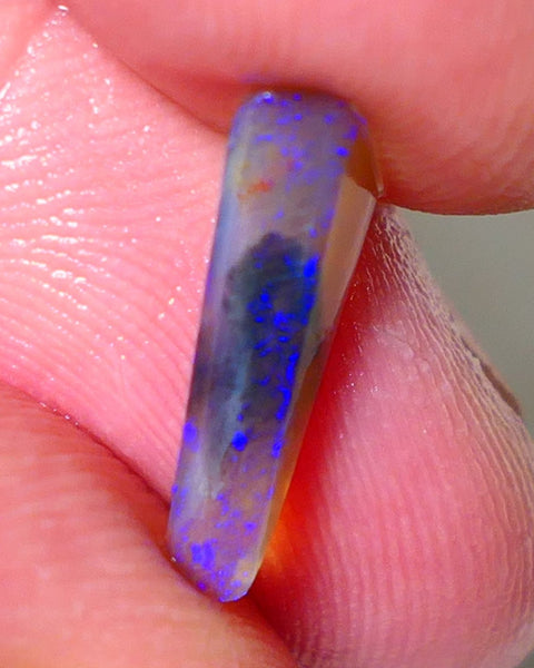 Bright Royal Blue dominant fires on Dark Crystal Opal Rough Rub Miners Bench® 1.60cts Ideal shape for pendant 16x5x3mm NS194