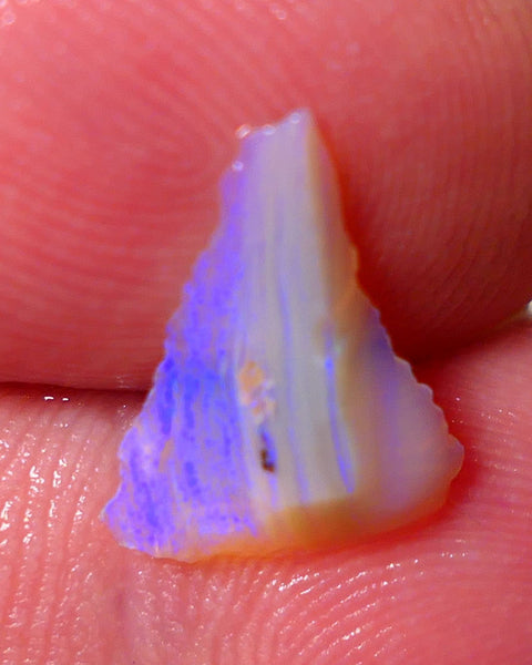 Lightning Ridge Rough Opal 1.30cts Crystal Base Seam slice Bright Gorgeous Blues 14x10x2.5mm NS188