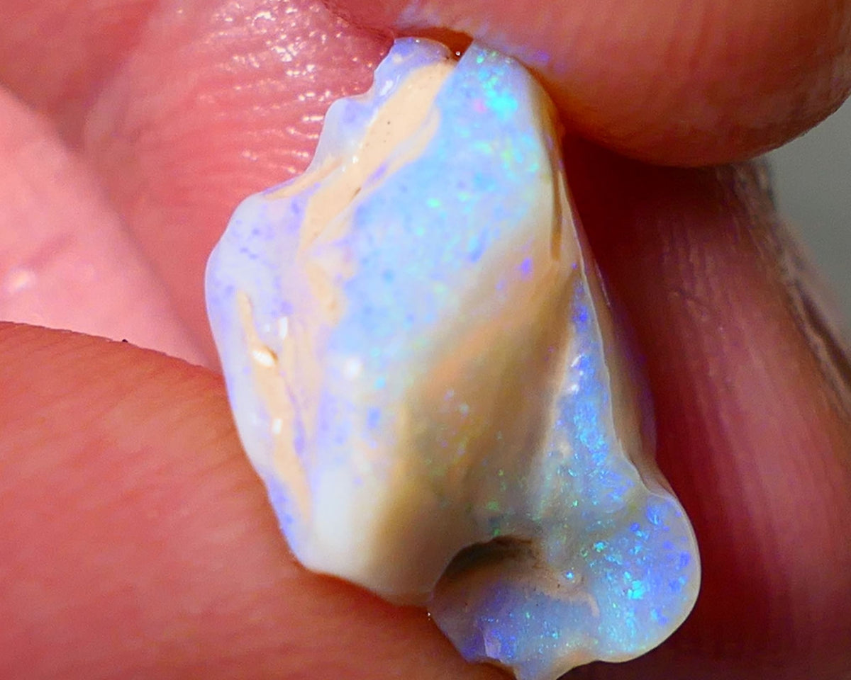 Lightning Ridge Rough Opal 5.75cts Light base Seam showing lots Nice blue colours 13x13x7mm NS183