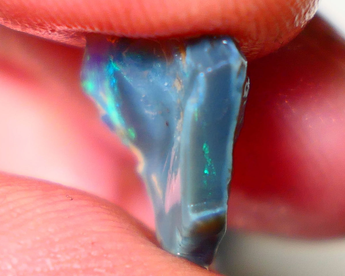 Mulga Rough Opal Gamble 2.20cts Dark Base Seam Green Dominant fires to Cut / carve & polish 14x11x4mm NS202