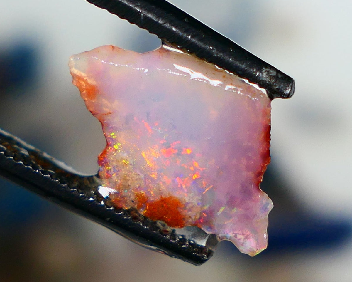 Coober Pedy Opal Rough n Rub Light base Crystal 1cts Orange/Red dominant Multicolours 11x8x1.8mm NS200