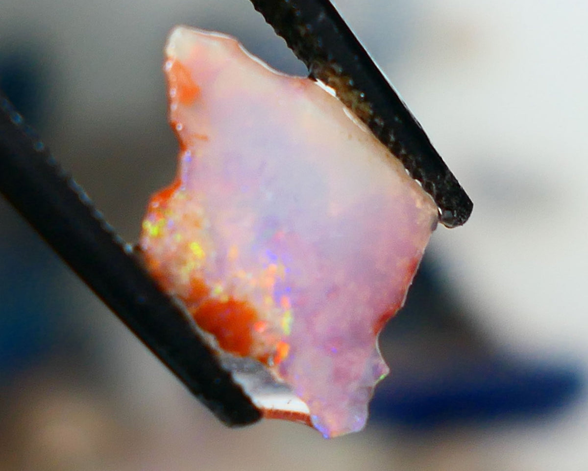 Coober Pedy Opal Rough n Rub Light base Crystal 1cts Orange/Red dominant Multicolours 11x8x1.8mm NS200