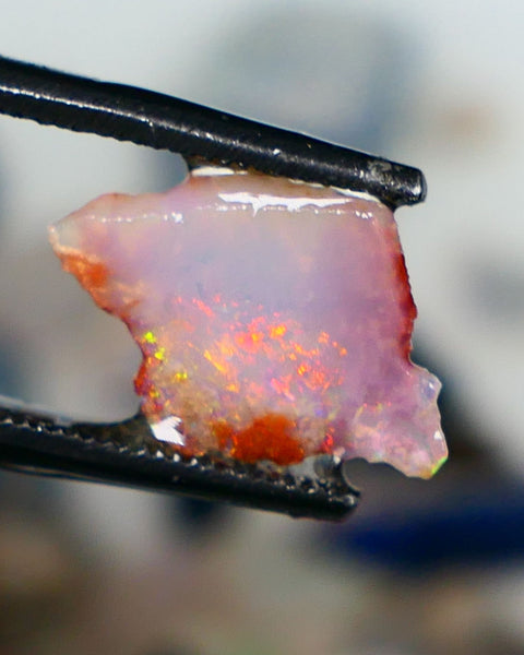 Coober Pedy Opal Rough n Rub Light base Crystal 1cts Orange/Red dominant Multicolours 11x8x1.8mm NS200