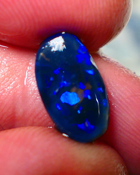 "Blocky Blues" on Black Crystal Opal Miners Bench® Knobby Rough Rub 2.90cts Stunning Bright Vibrant Blues 13x8x3.5mm NSA016