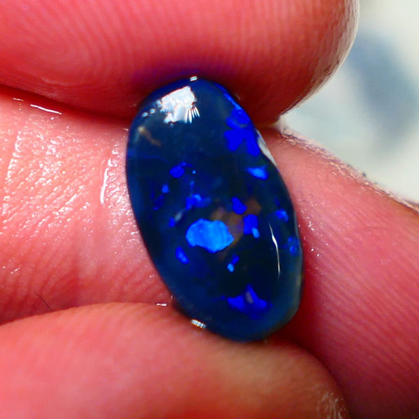 "Blocky Blues" on Black Crystal Opal Miners Bench® Knobby Rough Rub 2.90cts Stunning Bright Vibrant Blues 13x8x3.5mm NSA016