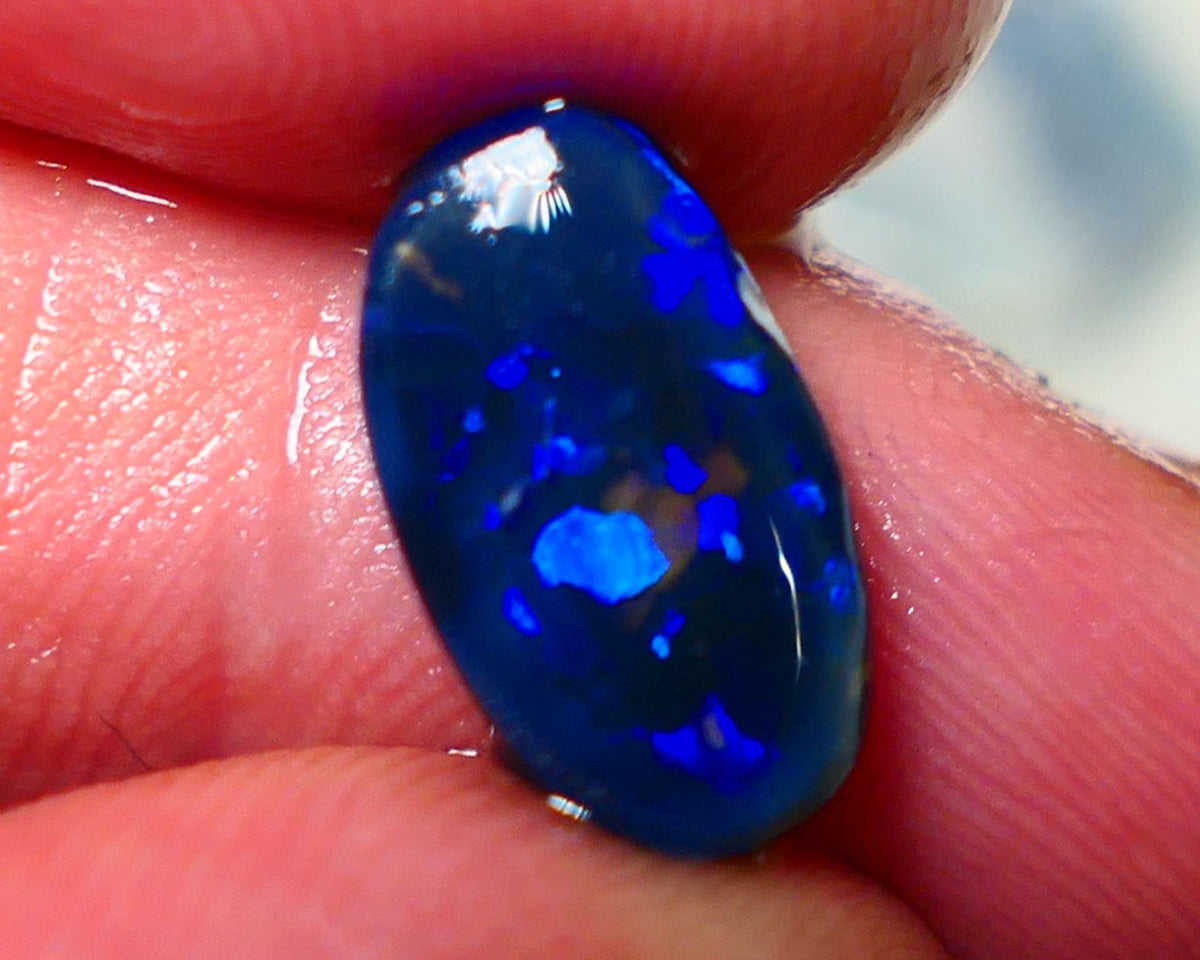 "Blocky Blues" on Black Crystal Opal Miners Bench® Knobby Rough Rub 2.90cts Stunning Bright Vibrant Blues 13x8x3.5mm NSA016