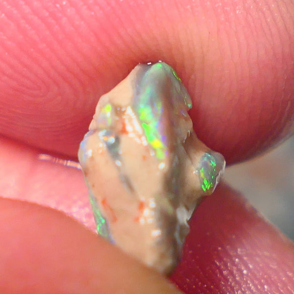 Lightning Ridge Rough Untouched Crystal Seam opal formation 2.95cts Gorgeous Green/Yellow Dominant M.Fires showing 11x8x6mm RL003