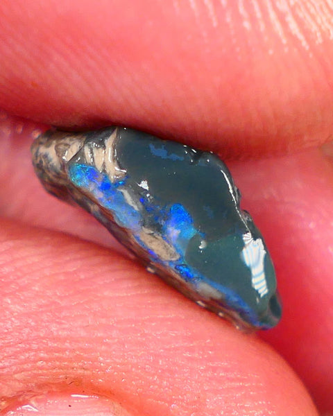 Lightning Ridge Rough Opal 3.75cts Dark Base Knobby Gorgeous Blue Bar to gamble 15x9x5mm RL007