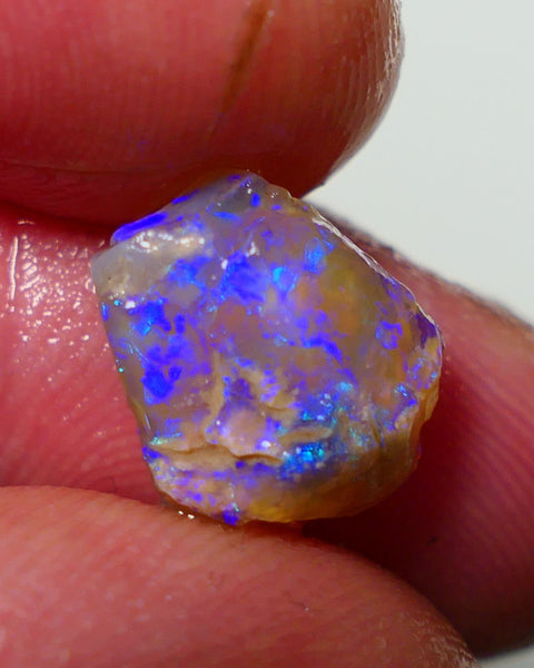 Lightning Ridge Rough Opal 4.00cts Crystal Base Gamble Knobby formation Gorgeous blue & Green fires 12x10x6mm NS305