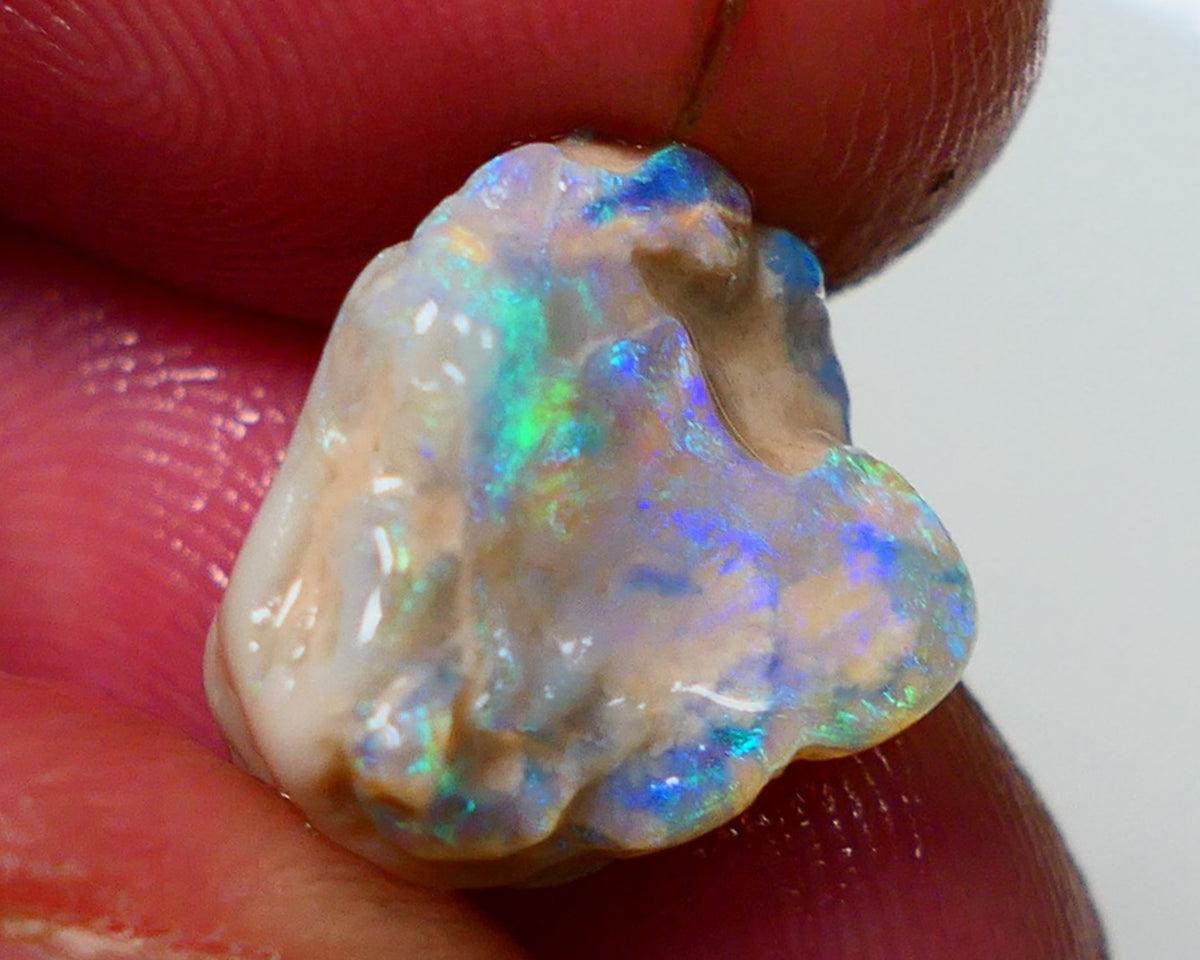 Lightning Ridge Rough Opal 6.00cts Crystal Base Gamble Knobby formation Gorgeous Green/Blues 13x12x7mm NS307