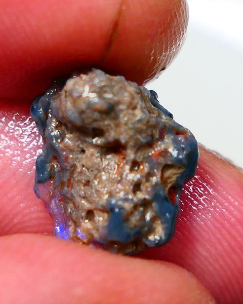 Lightning Ridge Rough Opal 3.50cts Black Crystal Base Knobby formation Gorgeous Royal Blues 14x9x6mm NS308