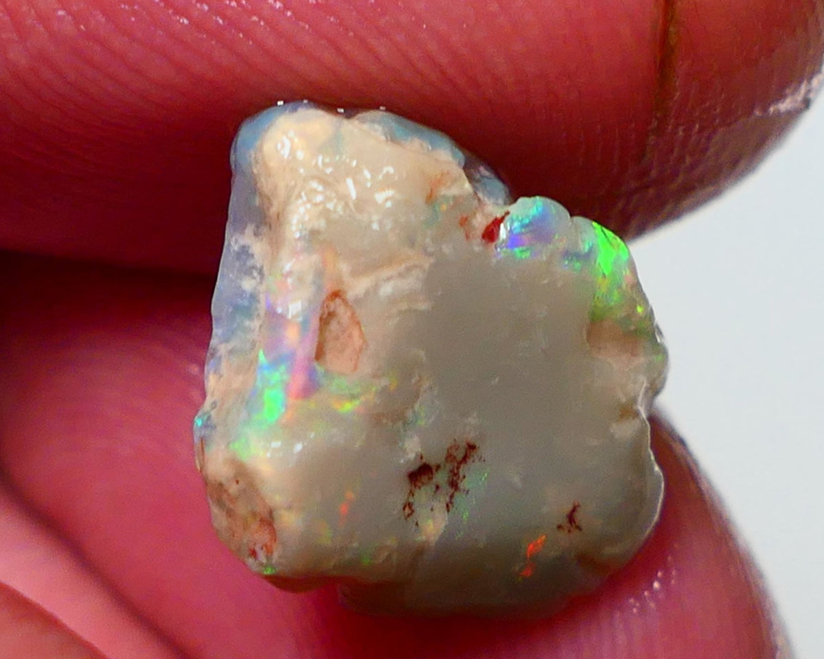 Lightning Ridge Rub / Rough Opal 6.00cts Dark Base Gamble Knobby Bits of Bright Multifires 12x12x6mm NS309