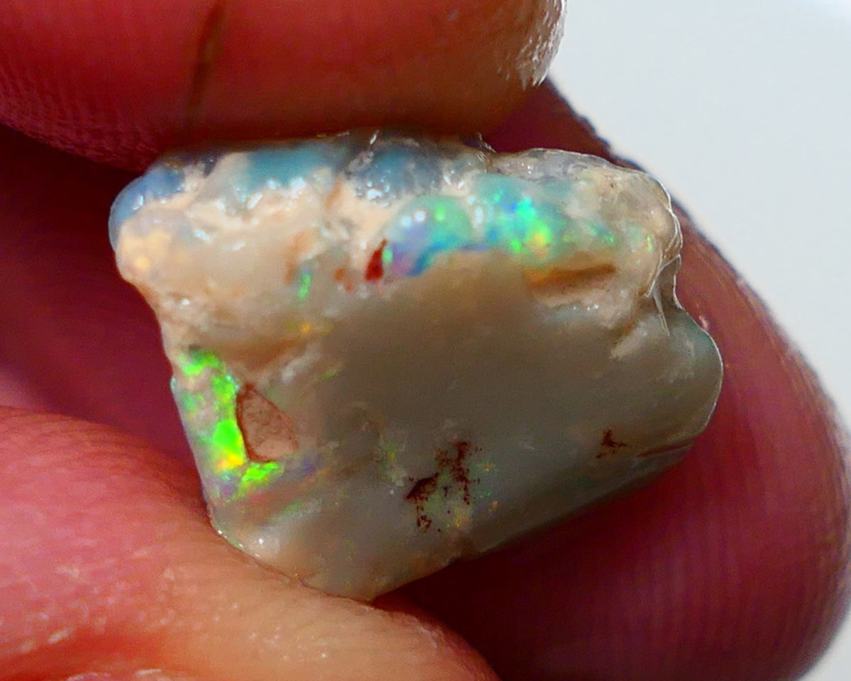 Lightning Ridge Rub / Rough Opal 6.00cts Dark Base Gamble Knobby Bits of Bright Multifires 12x12x6mm NS309