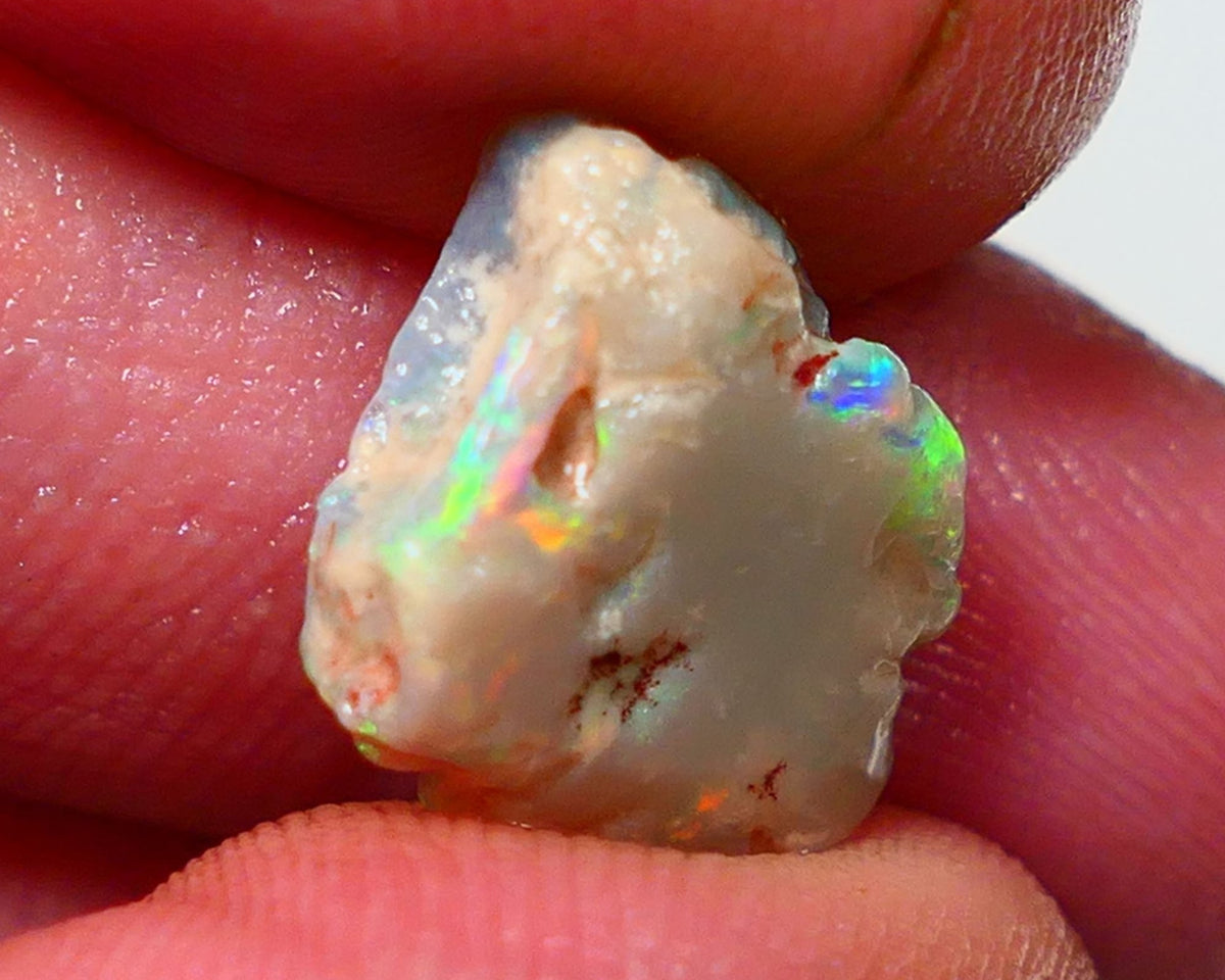 Lightning Ridge Rub / Rough Opal 6.00cts Dark Base Gamble Knobby Bits of Bright Multifires 12x12x6mm NS309