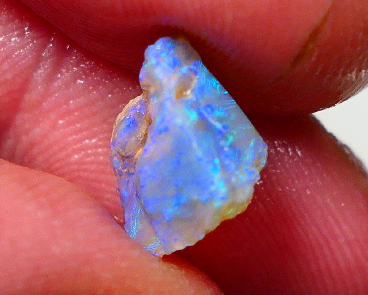 Lightning Ridge Rough Opal 3.50cts Crystal Base Knobby formation Gorgeous Bright Greens & Blues 12x10x7mm NS312