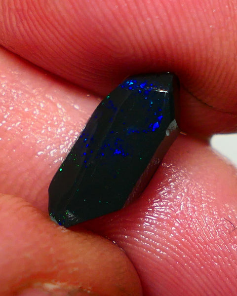 Lightning Ridge Rough / Rub Black opal Miners Bench® 2.25cts Galaxy Sparkles of Greens & Blues 14x6x4mm NS327