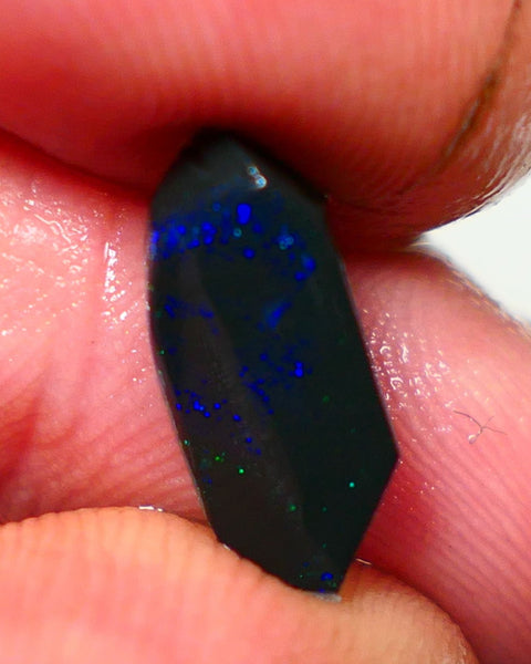 Lightning Ridge Rough / Rub Black opal Miners Bench® 2.25cts Galaxy Sparkles of Greens & Blues 14x6x4mm NS327