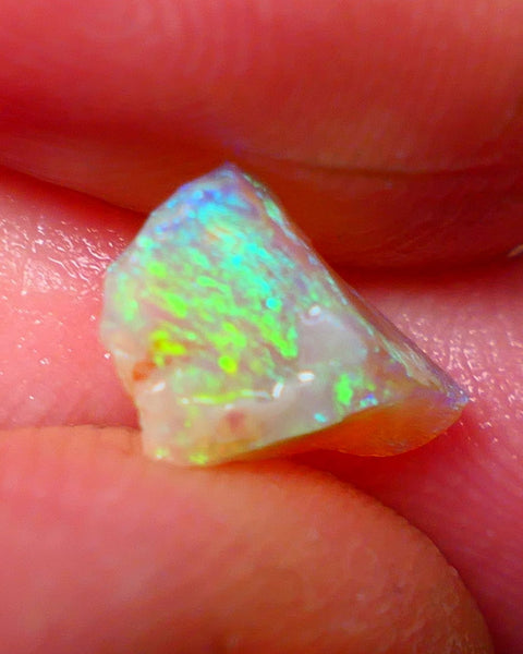 Lightning Ridge Rough Opal 0.90cts Crystal Seam showing Bright Green/Yellow/Blue Dominant colours 9x7x2.5mm NS320