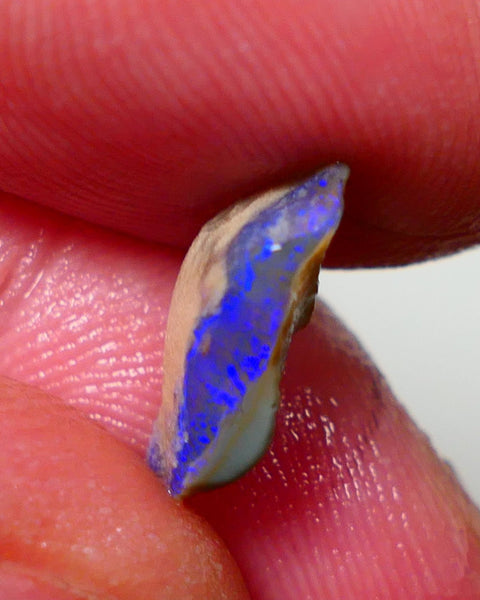 Lightning Ridge Rough Opal 2.35cts Dark Base Seam Bright Gorgeous Blue Bar to Cut 14x6x4mm NS316