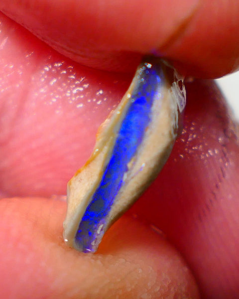 Lightning Ridge Rough Opal 2.35cts Dark Base Seam Bright Gorgeous Blue Bar to Cut 14x6x4mm NS316