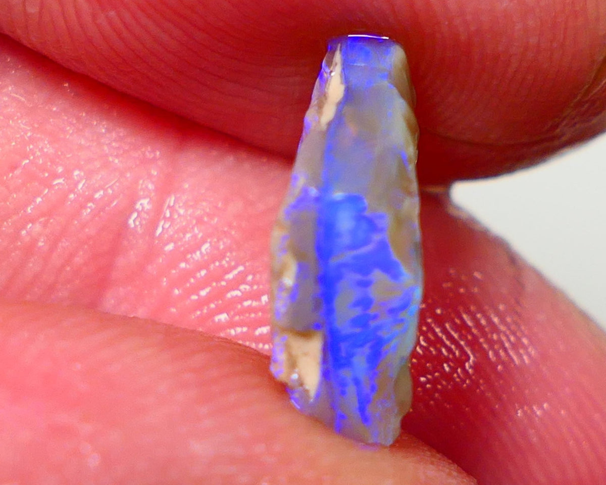 Lightning Ridge Rough Opal 3.75cts Dark Base Seam Bright Vibrant Gorgeous Teal / Blue Bar to Cut 12x9x4mm NS315