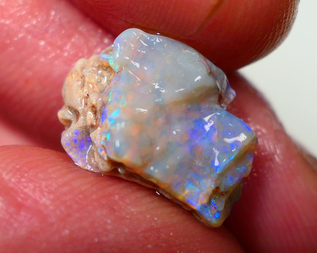 Lightning Ridge Rough Opal 6.00cts Dark Base Seam Bright Vibrant Gorgeous Blue / Green / Teal Bar 16x10x6mm NS337