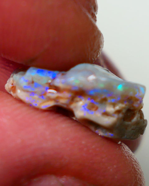 Lightning Ridge Rough Opal 6.00cts Dark Base Seam Bright Vibrant Gorgeous Blue / Green / Teal Bar 16x10x6mm NS337