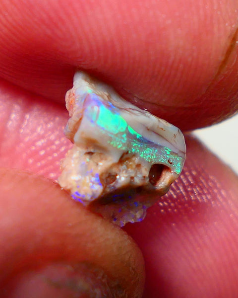 Lightning Ridge Rough Opal 1.75cts Dark Base Seam Bright Vibrant Gorgeous Green / Teal / Blue Bar 11x9x6mm NS336