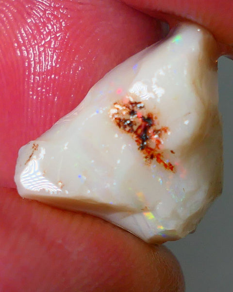 Lightning Ridge Rough Opal 9.40cts Light base Seam showing Yellow Dominant M.colours to cut 18x13x10mm NS331